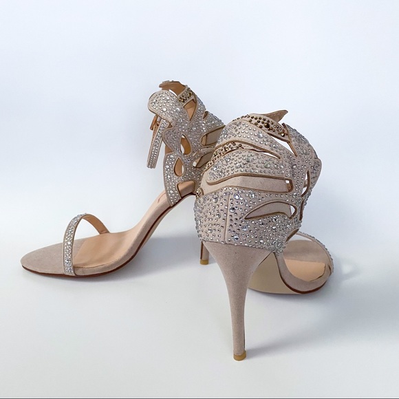 FSJ Champagne Wedding Shoes Rhinestone Heels - Picture 10 of 10